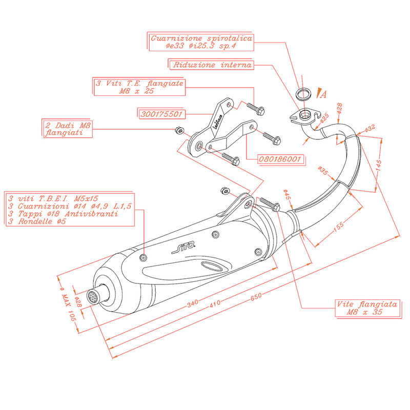 Sito Marmitta yamaha Aerox 50 Kat 04-12