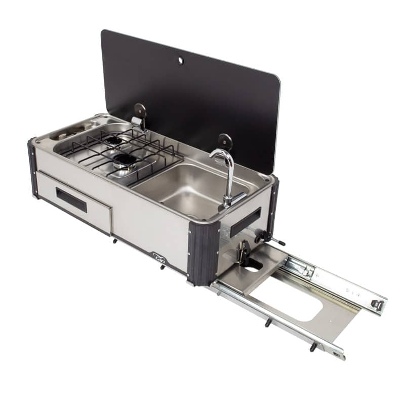 Can Cucina Estraibile Van SL1400-LC-O Fornello a gas a 2 fiamme con lavello slideout system