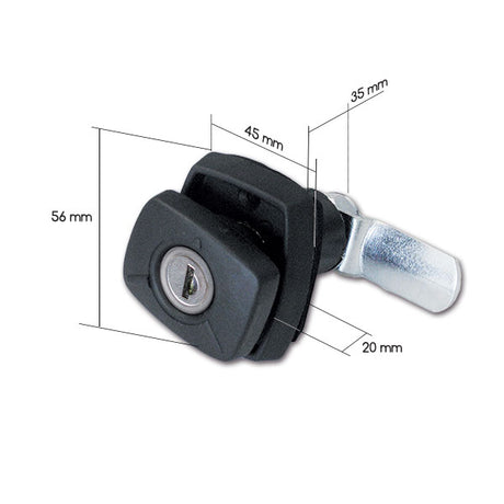 Serratura 1036 nera con cilindretto e chiave SRT1036N