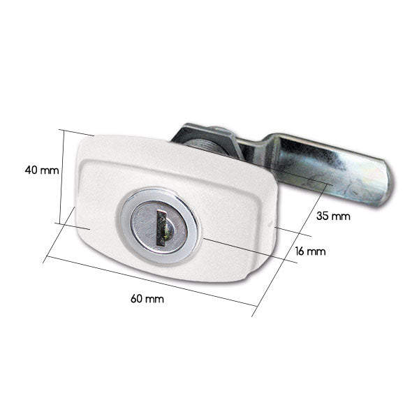 Cerradura blanca 1046 con cilindro y llave SRT1046B