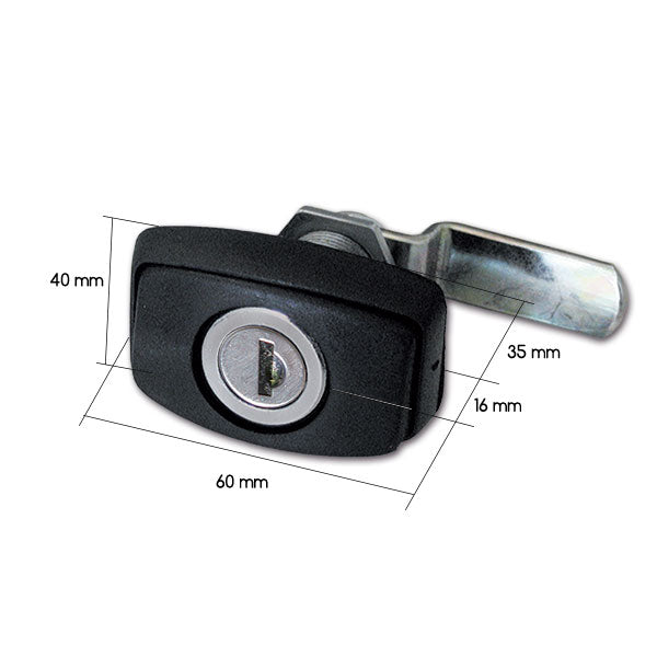 Cerradura negra 1046 con cilindro y llave SRT1046N