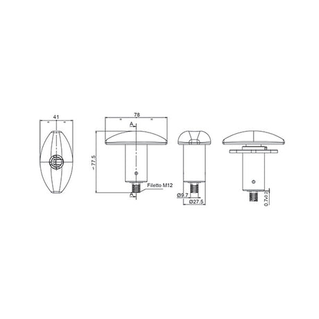 Serratura 1051 nera con cilindretto e chiave SRT1051N
