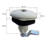 Cerradura blanca 1204 con llaves y cilindro SRT1204B