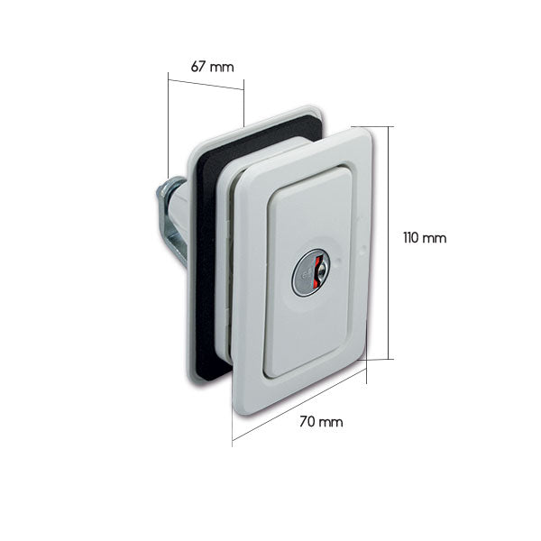 Cerradura Quadro blanca con cilindro y llaves SRT2015B