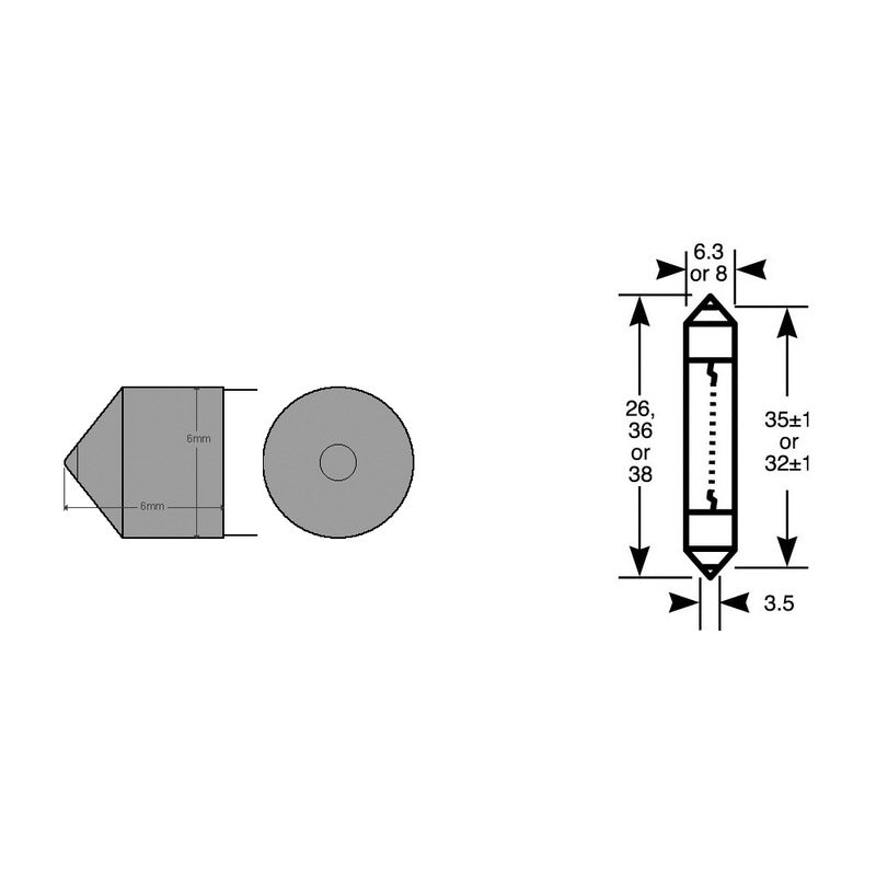 Riatec Scatola 10Pz lampadina Siluro 12v 3W 6,5X31