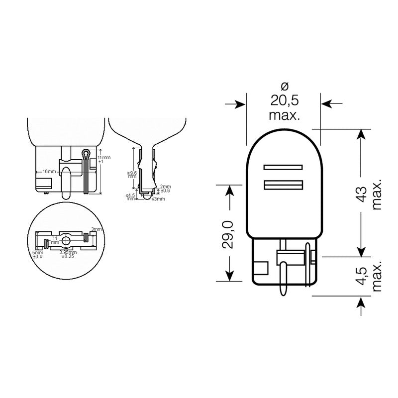 Okyami Scatola 10Pz lampadina tuttovetro 12v 21/5Wt20 Arancio E0300976