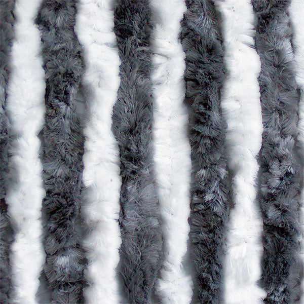 Chenille-Gardine weiß/grau 56 x 200 cm TEN2103