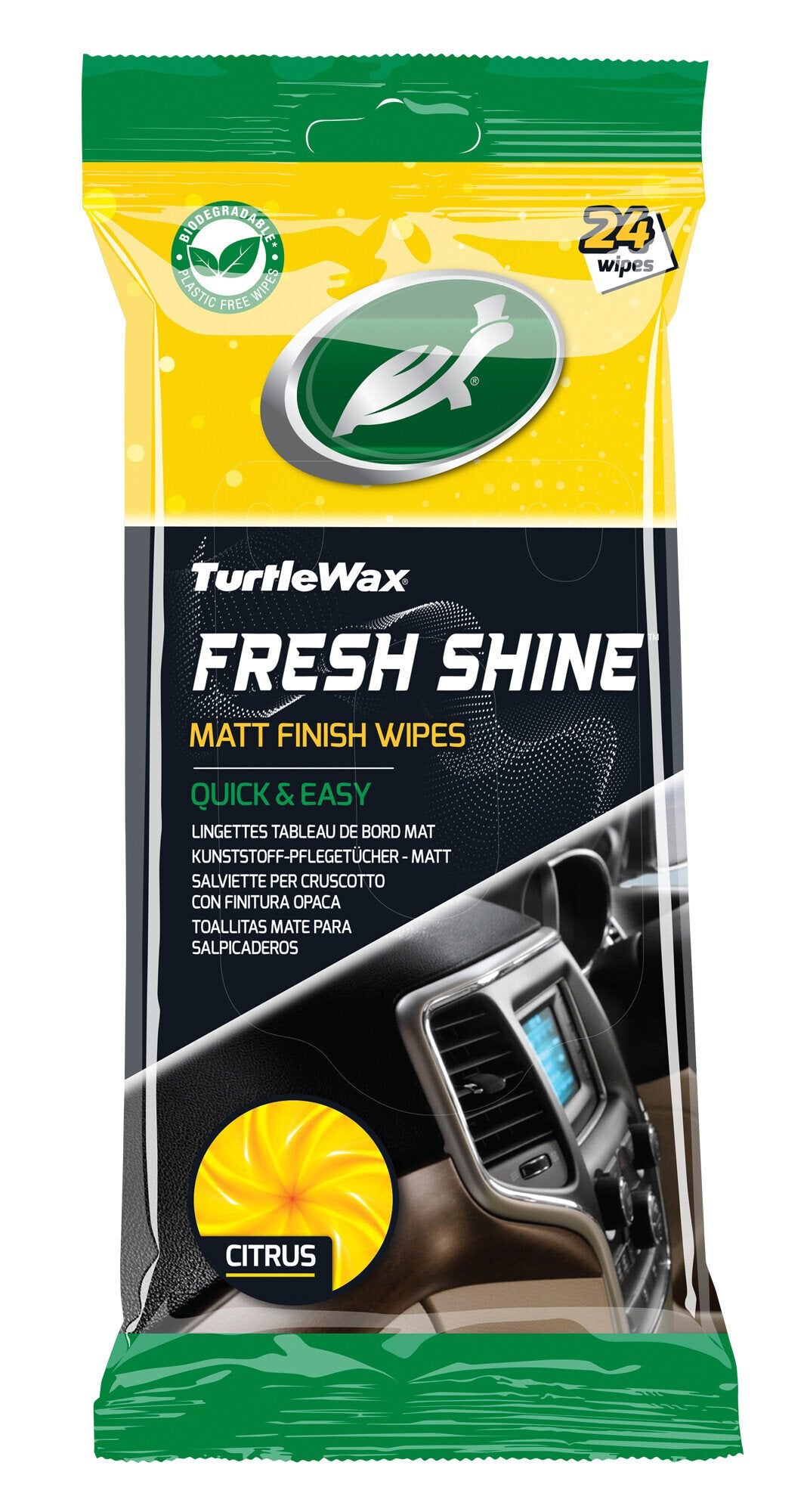 Turtle Wax Fresh Shine, salviette per cruscotto, finitura opaca - 24 pz