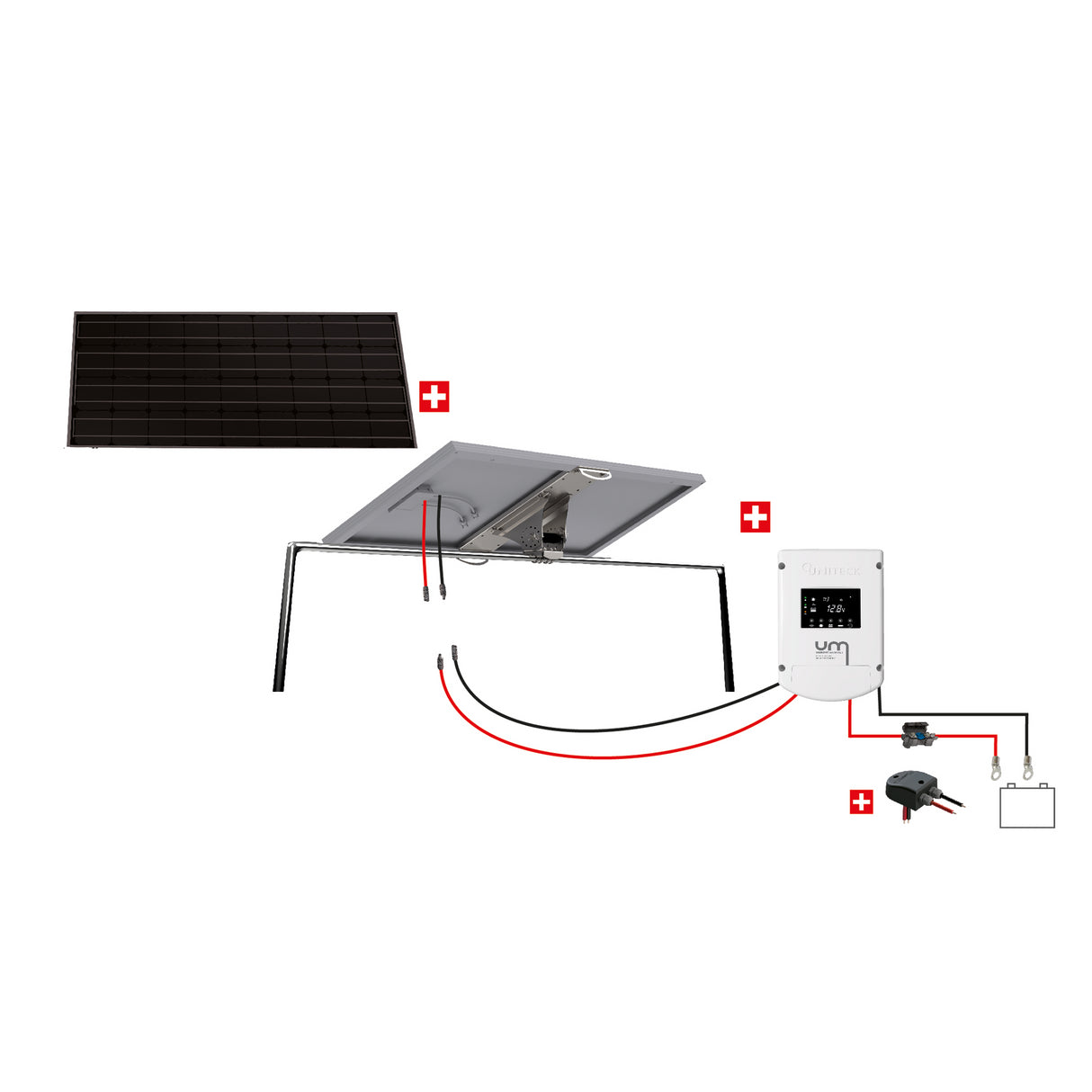 Uniteck Kit Pannelli Solari NAUTICA 150W  12V montaggio Doppio Rollbar barca