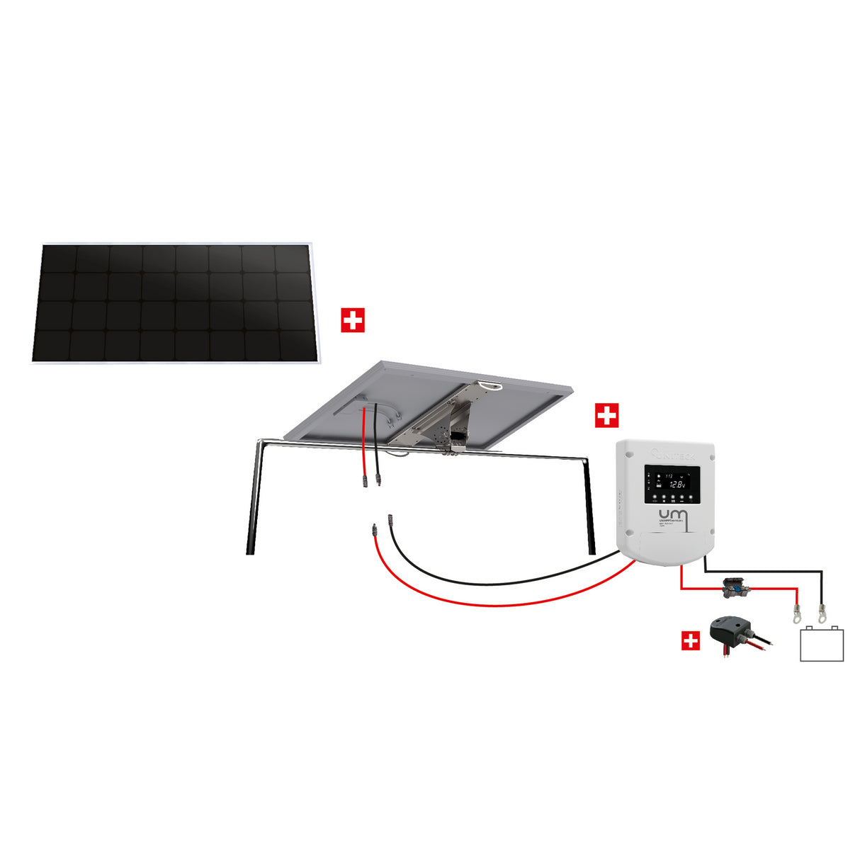 Uniteck Kit Pannelli Solari NAUTICA 120W  12V montaggio Doppio Rollbar barca