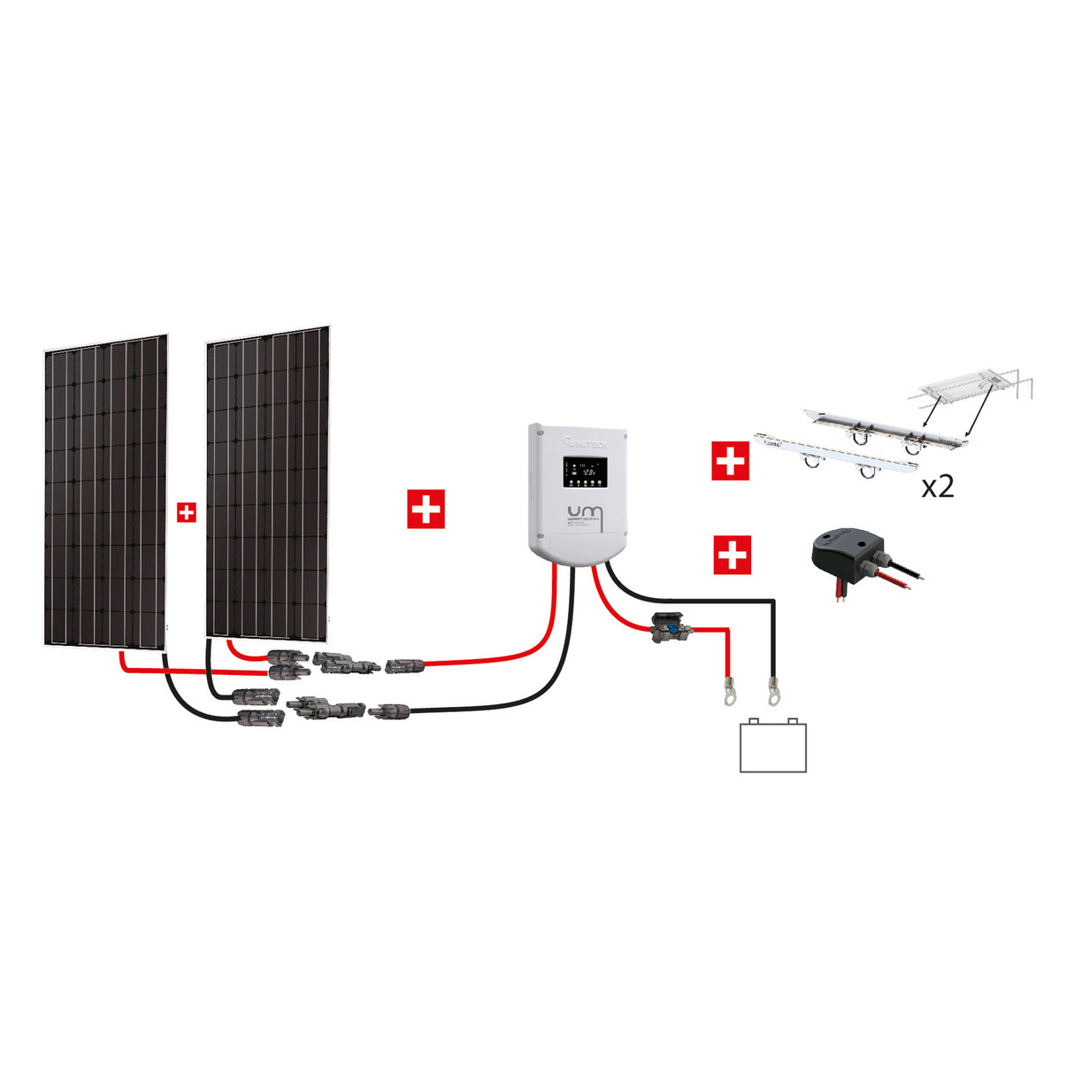 Uniteck Kit Pannelli Solari NAUTICA 400W  12V/24V montaggio Doppio Rollbar barca