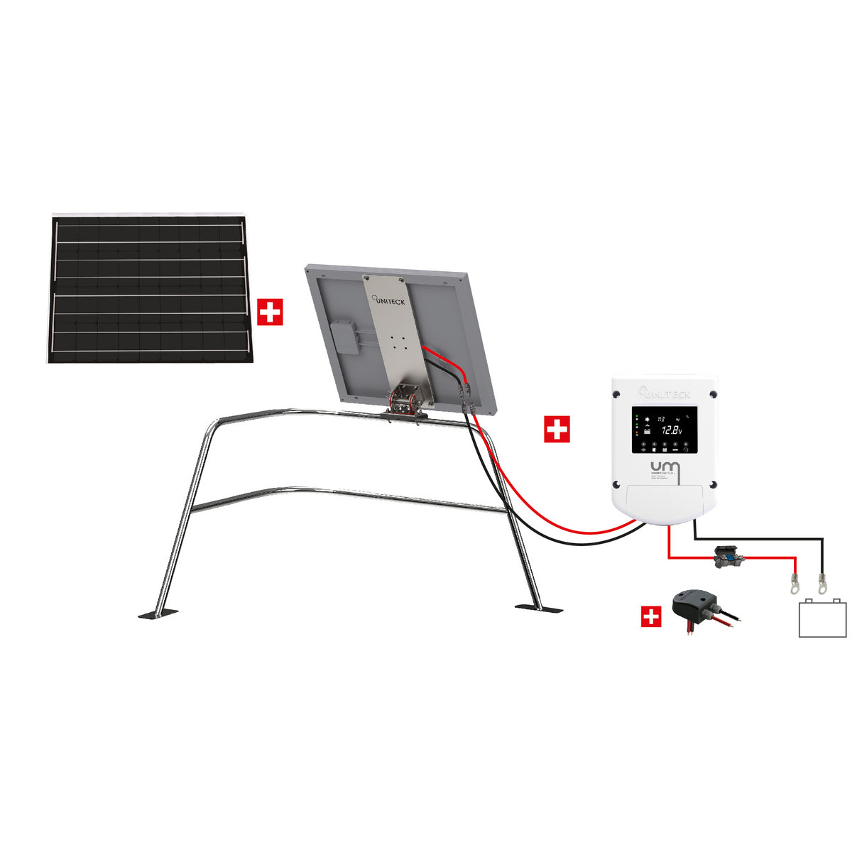 Uniteck Kit Pannelli Solari NAUTICA 50W  12V montaggio Mono Rollbar/Balcone