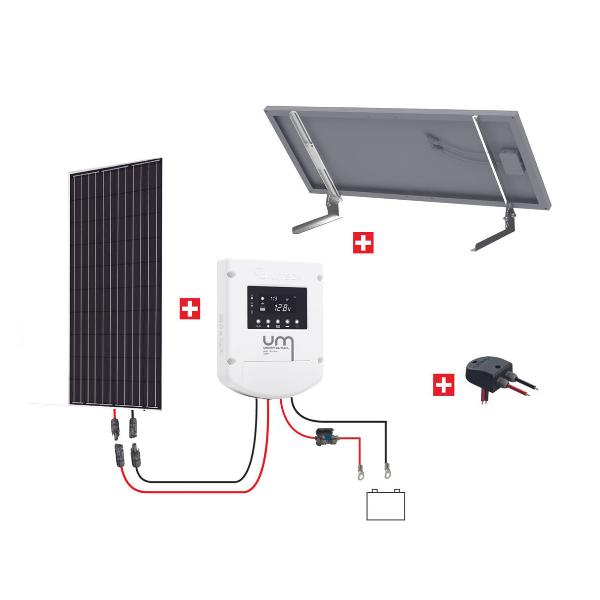 Uniteck Solar Panel Kit HOUSE 100W 12V Wall or Ground Mounting