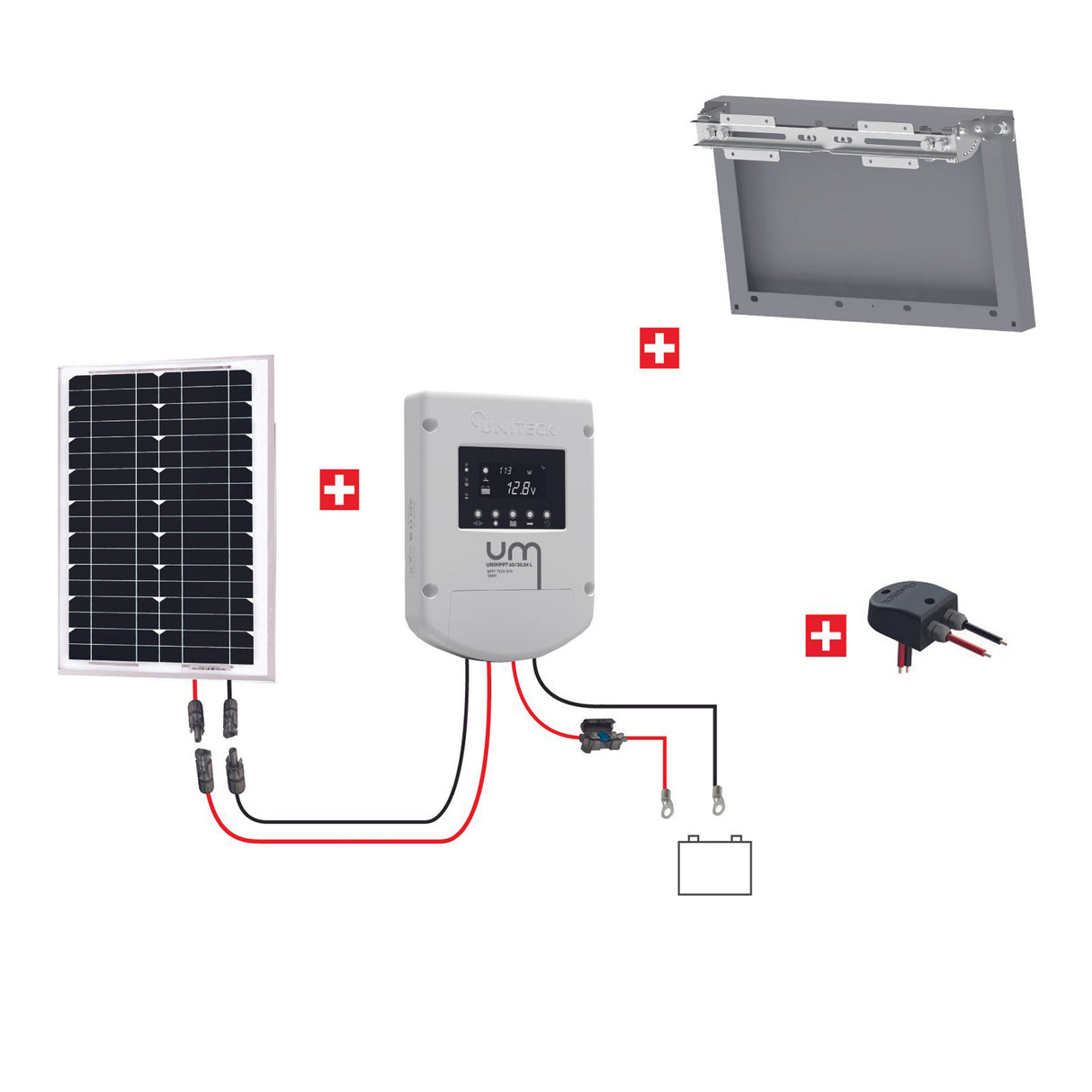 Uniteck Solar Panel Kit CASETTA 20W 12V Wall, Pole, or Ground Mounting