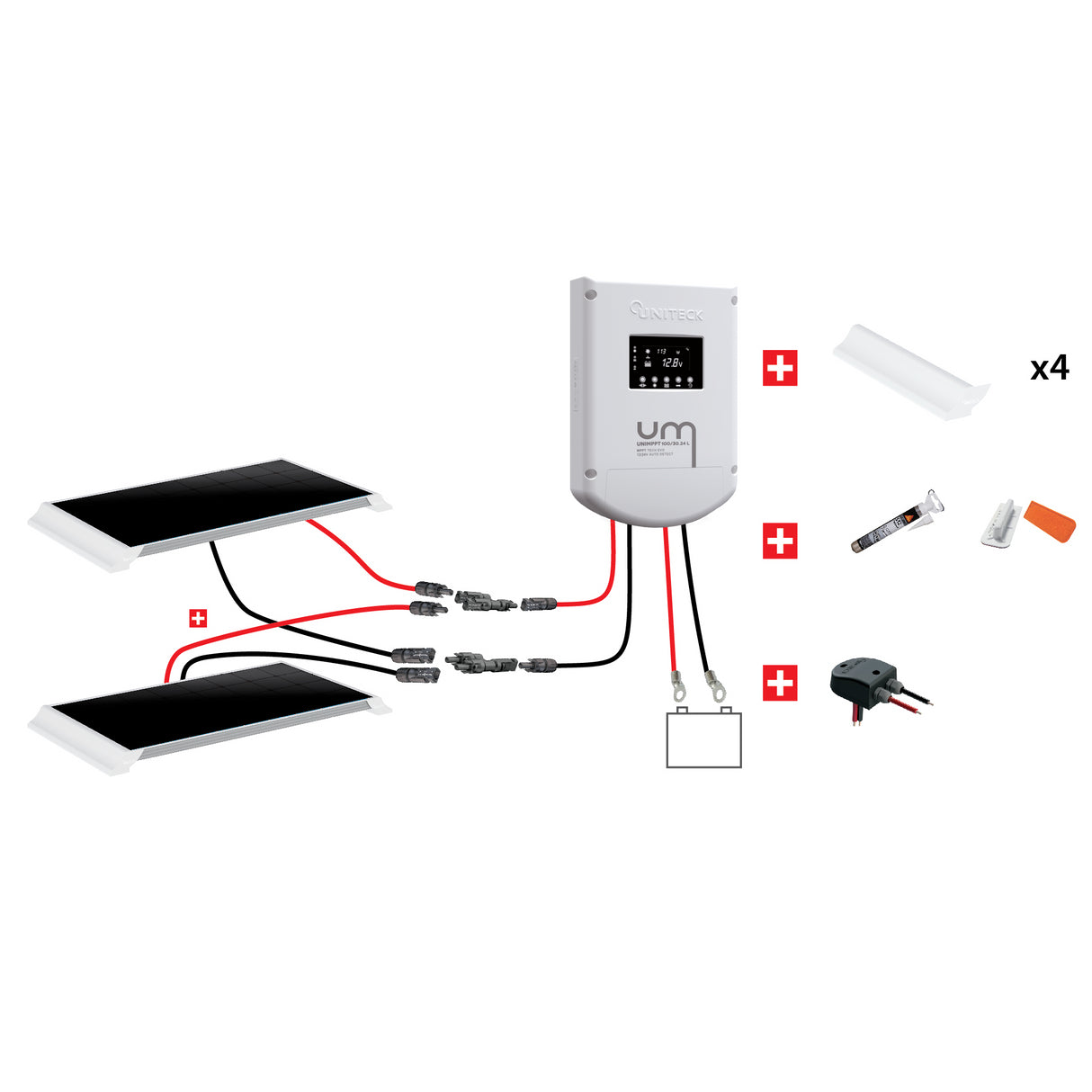 Uniteck Kit Pannelli Solari CAMPER 330W-12V montaggio Veicolo