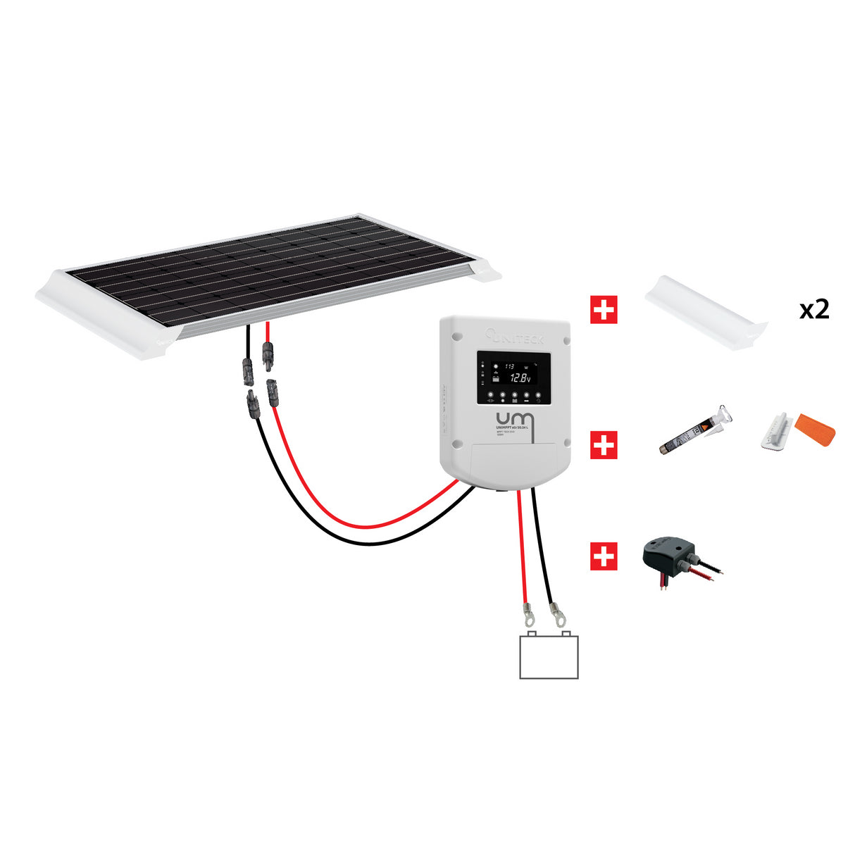 Uniteck Kit Pannelli Solari CAMPER 300W-12V montaggio Veicolo