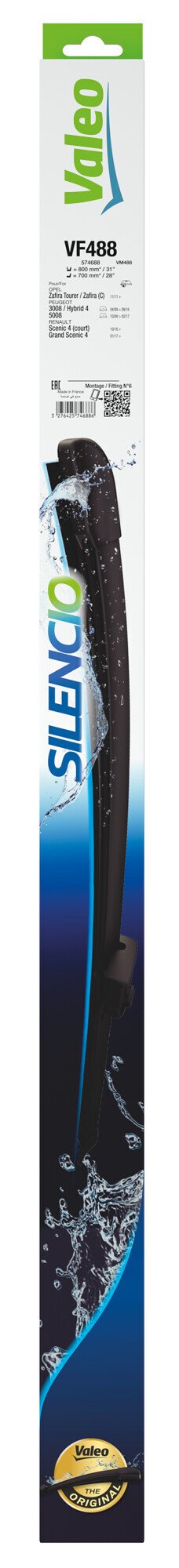 Valeo Silencio Flat Blades, spazzole tergicristallo VF488 800 + 700 mm 2 pz