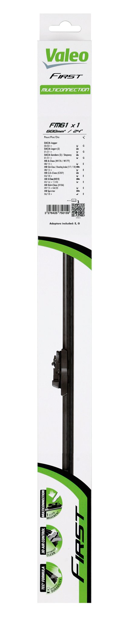 Valeo First Flat Blades, spazzola tergicristallo - FM61 - 600 mm - 1 pz