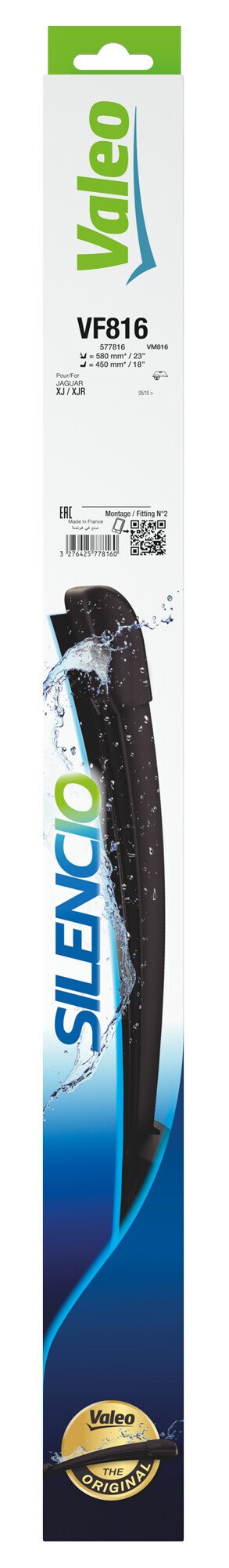 Valeo Silencio Flat Blades, spazzole tergicristallo VF816 580 + 450 mm 2 pz
