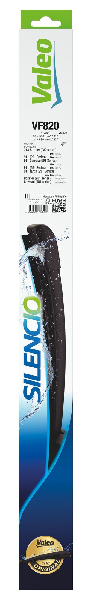 Valeo Silencio Flat Blades, spazzole tergicristallo VF820 530 + 580 mm 2 pz