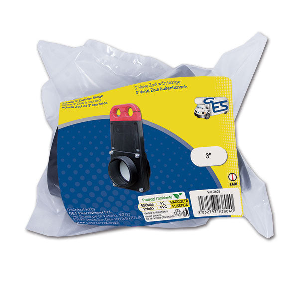 GES Valvola 3" Zadi con Flange per Scarico Camper