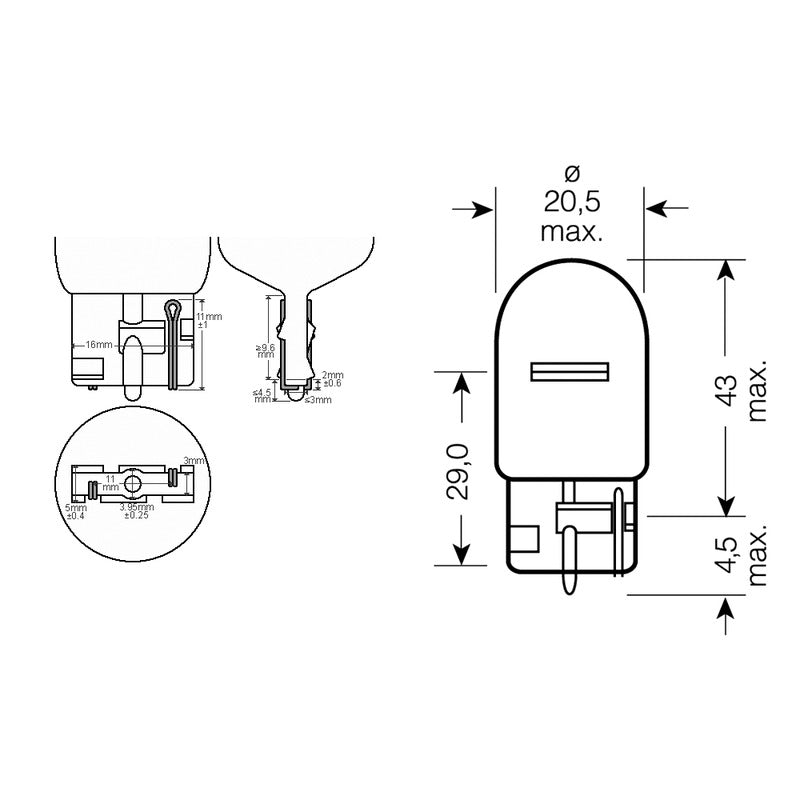 Osram Scatola 10Pz lampadina Osram tuttovetro 12v 21W W3X16D