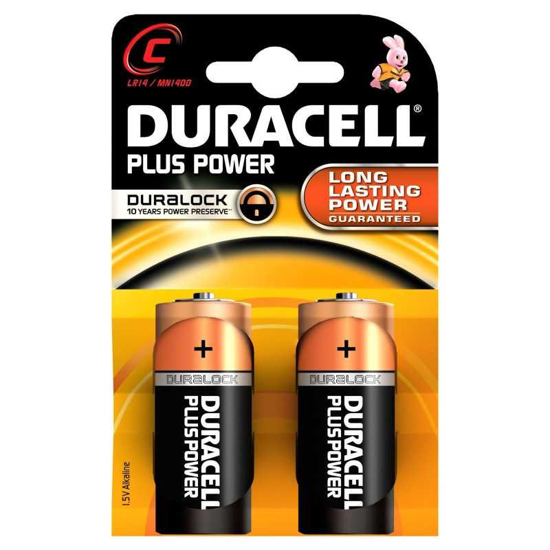 Duracell Pile Alcaline Power Plus C 1/2 Torcia