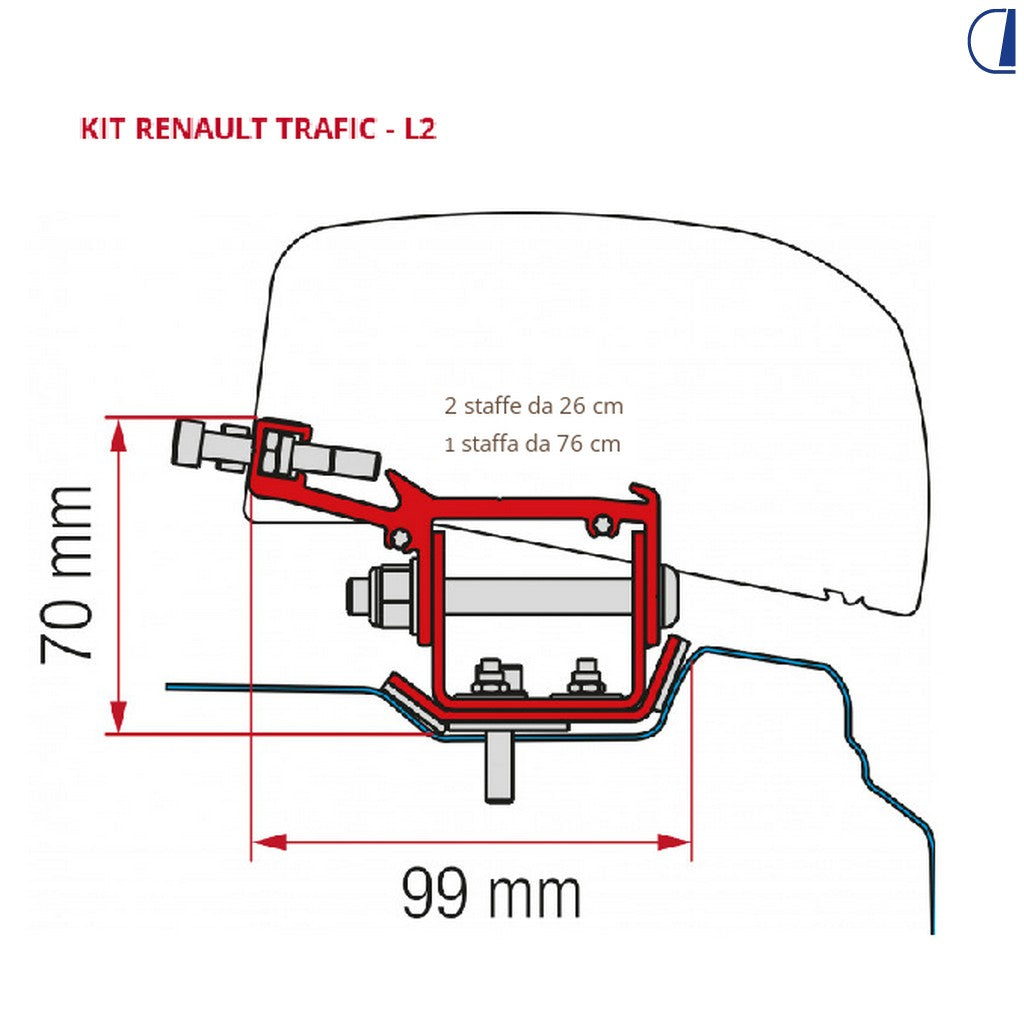 Fiamma Kit adattatore tendalino per Renault Trafic L2 dal 2014