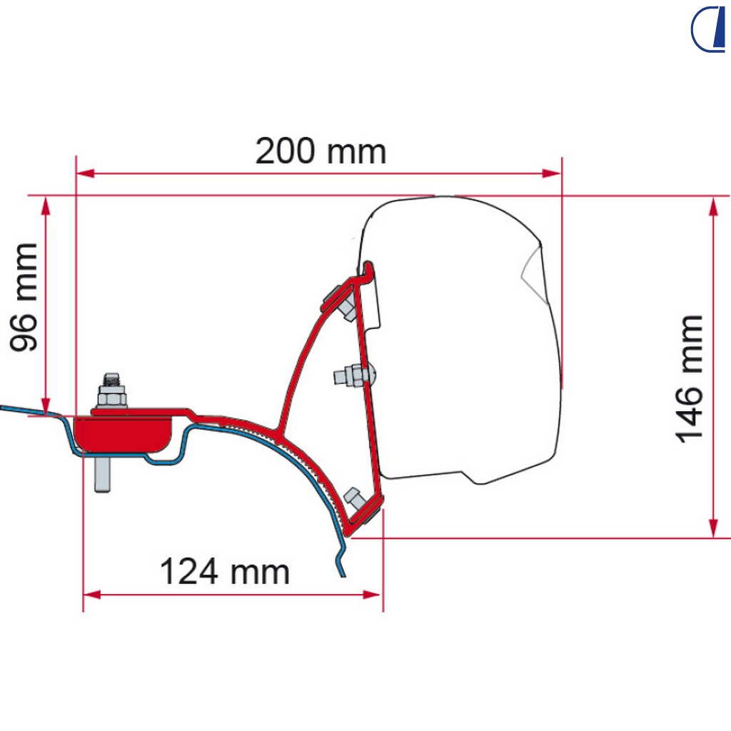Fiamma Kit staffe per F43Van su VW T5/T6 Multivan Caravelle Transporter