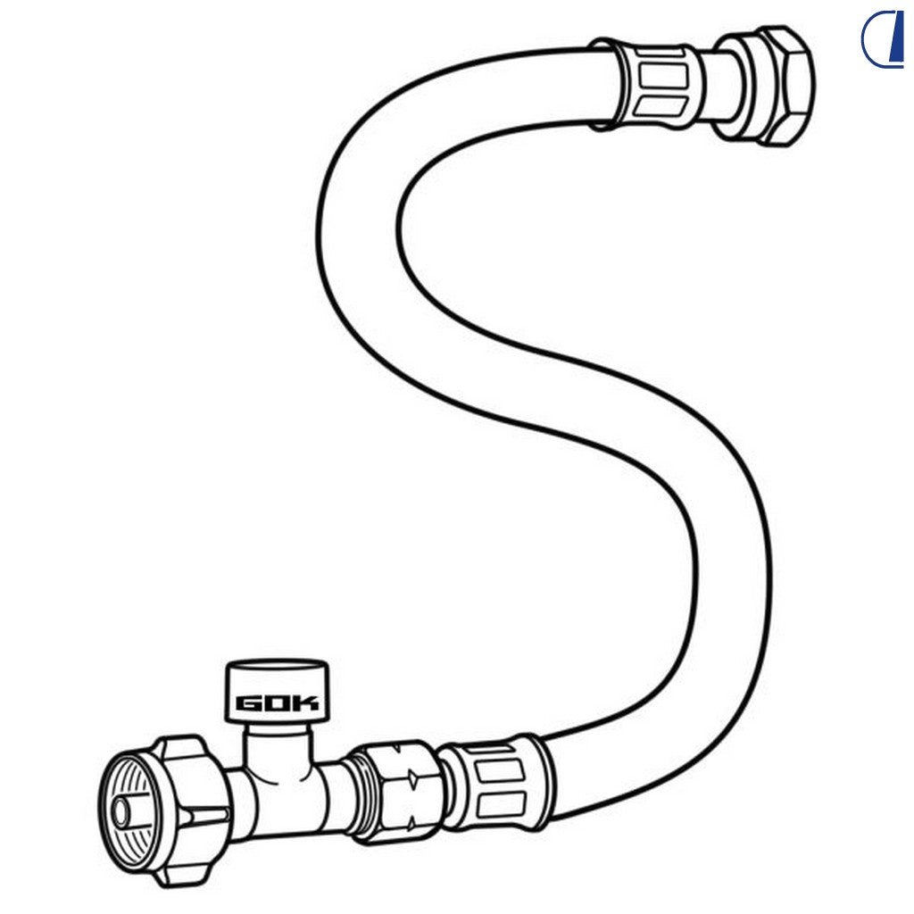 GOK Tubo gas alta pressione 750 mm con crash sensor attacco DE
