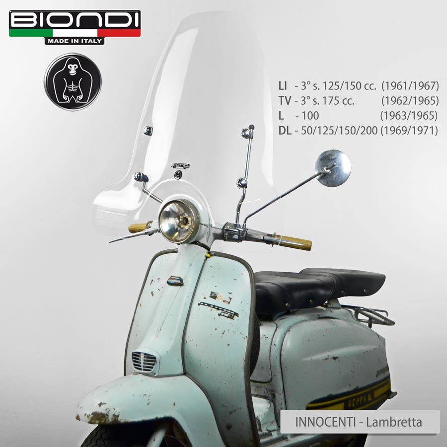 Biondi Parabrezza Club Lambretta LI 3°S. 125/150cc. 1961-1967 con Attacchi