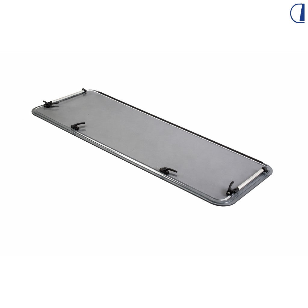 Replacement smoked acrylic glass for Seitz S7P window, black frame