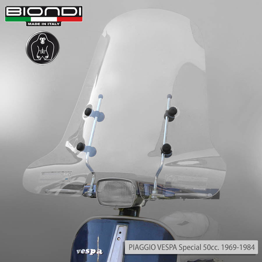 Biondi Parabrezza Club Piaggio Vespa Special 1985 con Kit Attacchi