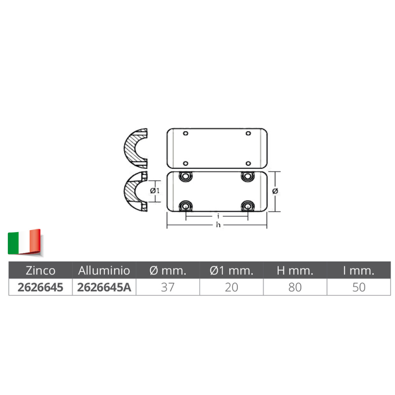 Ánodo Tecnoseal para proa de empuje lateral Power-Sleipner 01056