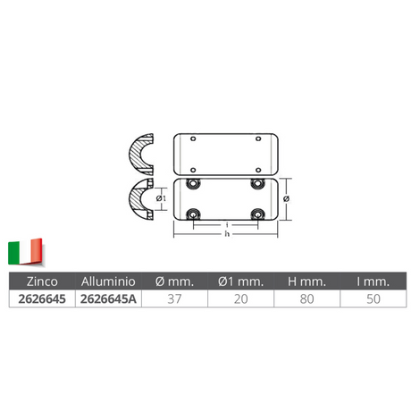 Tecnoseal Anode Bugschubseite Power-Sleipner 01056