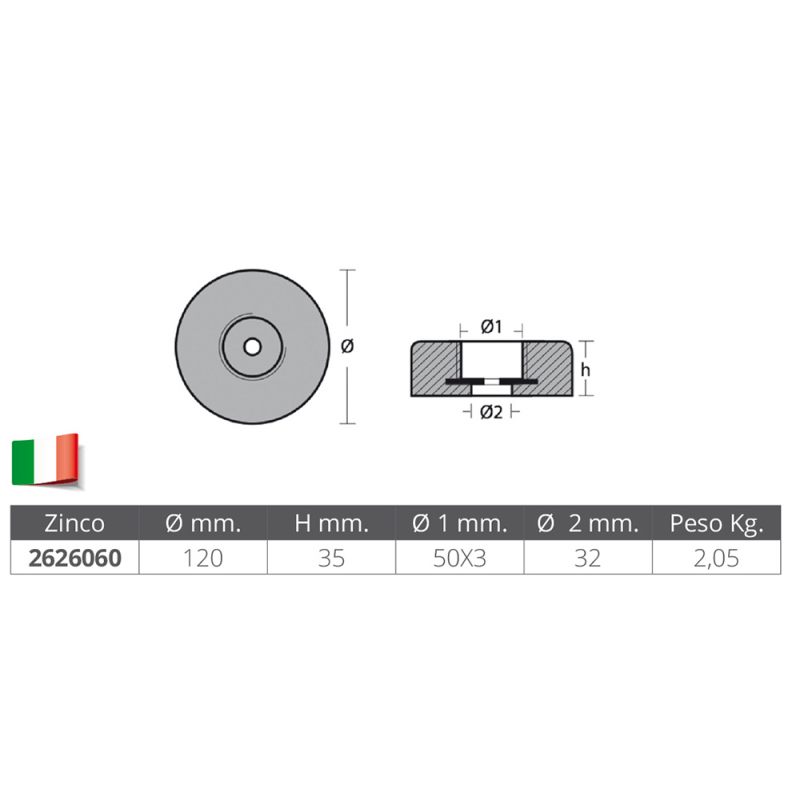 Tecnoseal Anodo Poppa Diametro mm 120 00154