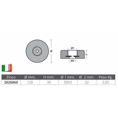 Tecnoseal Stern Anode Durchmesser mm 120 00154