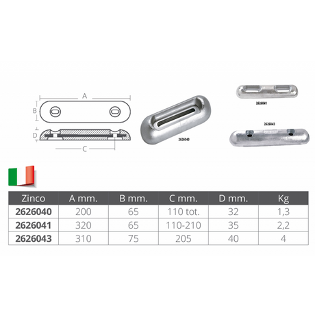 Tecnoseal Sunseeker Anode mm 200X65X32H 00269E