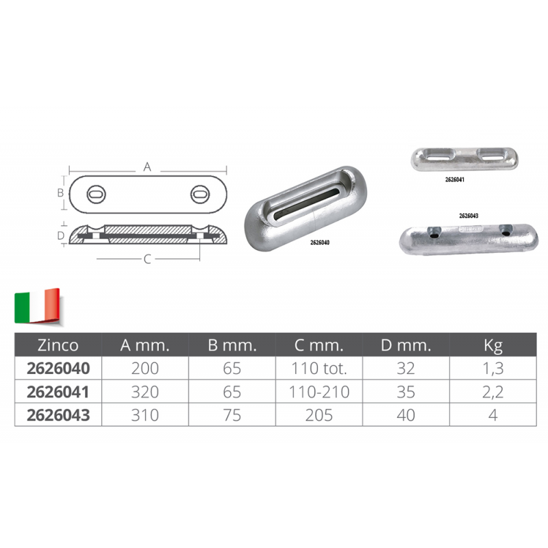 Ánodo Sunseeker de Tecnoseal mm 200X65X32H 00269E