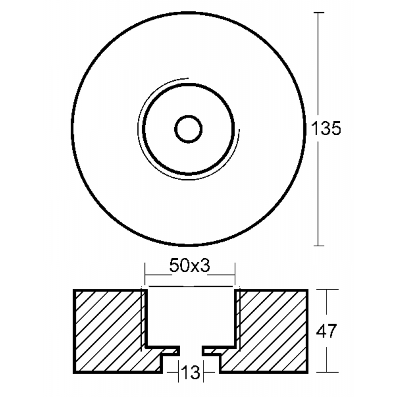 Ánodo redondo Tecnoseal Diámetro mm 135 H 47 00153