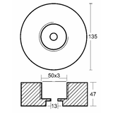 Ánodo redondo Tecnoseal Diámetro mm 135 H 47 00153