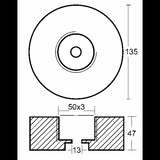 Tecnoseal Round Anode Diameter mm 135 H 47 00153