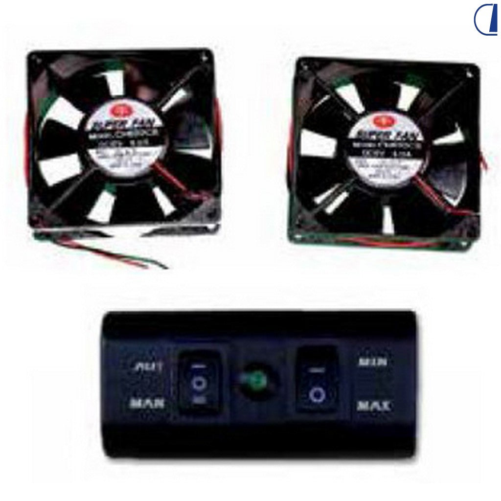 Di-Tec Coppia ventole per frigorifero 90x90 mm 12V con termostato
