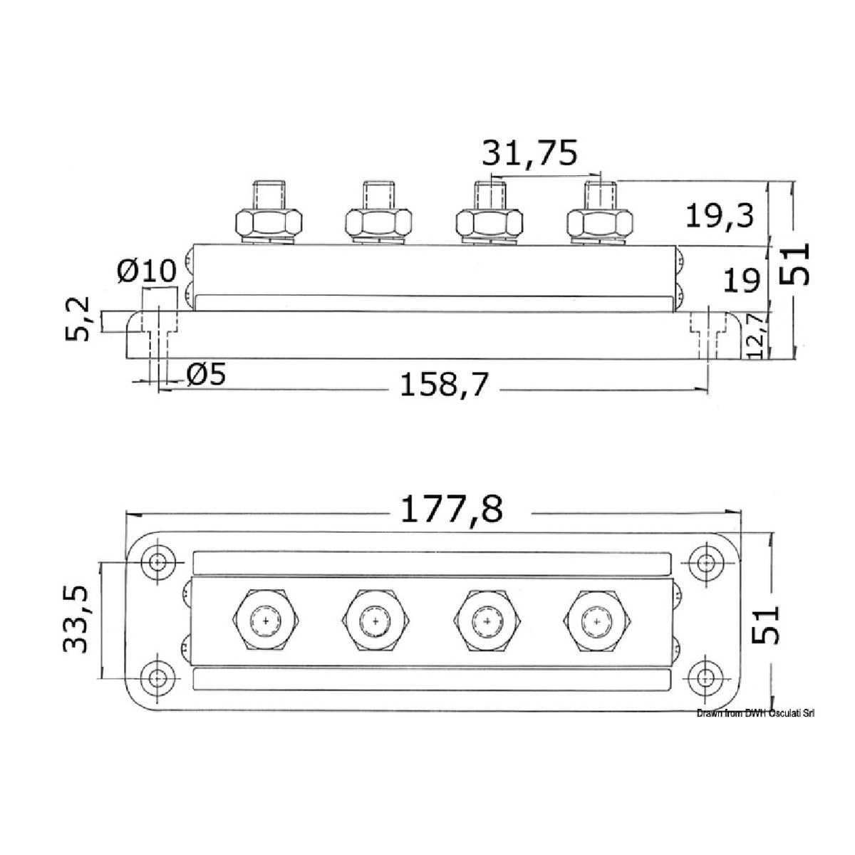 Terminali Bus Bar 4 x 10 mm