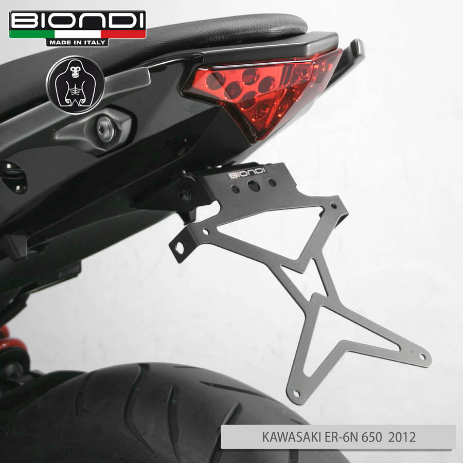 Biondi Portatarga Regolabile Acciaio Nero Kawasaki ER-6n 650 2012