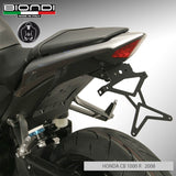 Biondi Verstellbares Motorrad-Kennzeichenhalter aus schwarzem Stahl für Honda CB1000R / CBR600F / Hornet 600 – Komplettset
