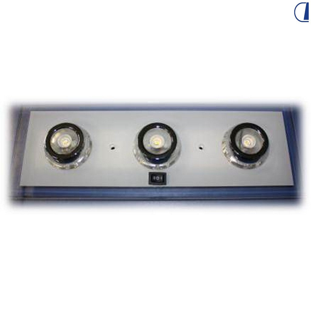 Plafoniera LED rettangolare 3 luci con luce notturna blu per camper