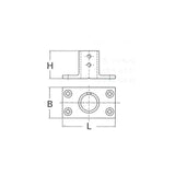 Base rectangular de acero inoxidable FNI de 90 grados y 22 mm de diámetro S5924-A0022