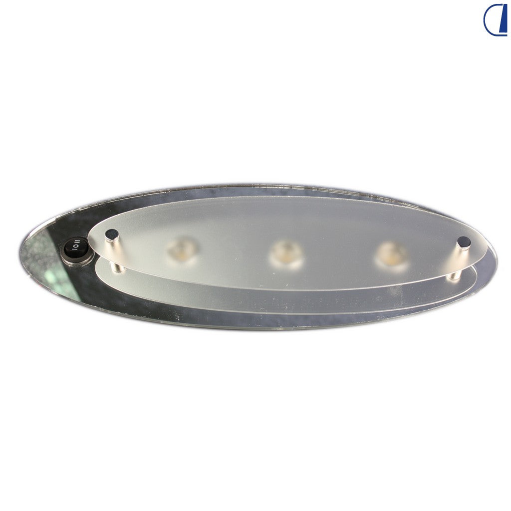 Plafoniera ovale LED da incasso con luce notturna blu, 34 x 13 cm