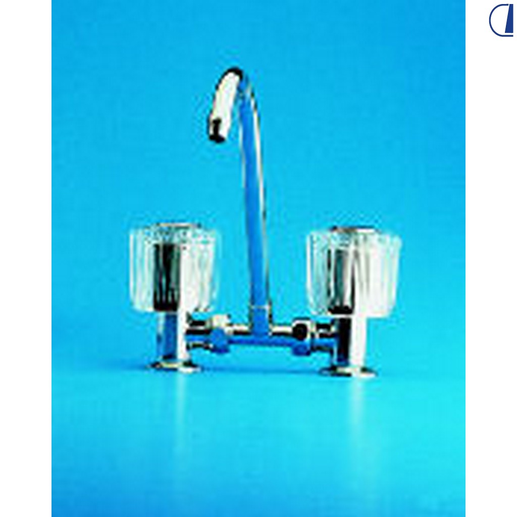 Di-Tec Rubinetto miscelatore cromato con manopole crystal, senza flessibili
